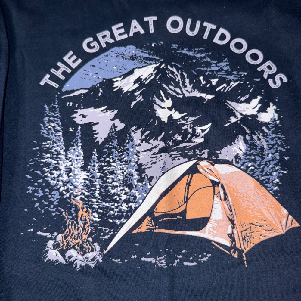 Croft & Barrow Graphic Tee Large Navy Blue Great Outdoors Camping Long Sleeve